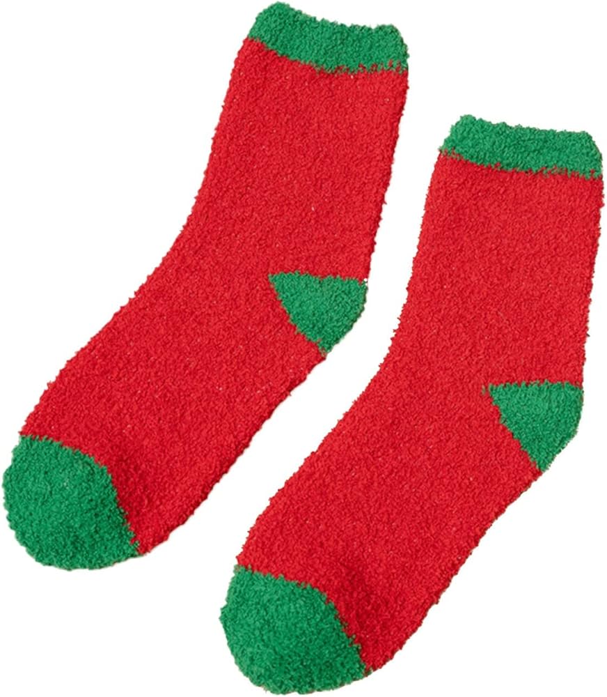 1 Pairs Christmas Fuzzy Socks for Women Girls Gifts Fluffy Cozy Warm Soft Plush Slipper Socks for Sleeping Xmas Holiday Socks Fuzzy Socks Mens Socks Womens Socks Halloween Socks Black Wool Crew Socks
