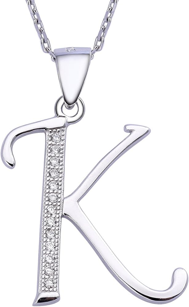 VIKI LYNN 925 Sterling Silver Initial Necklace Cubic Zirconia Pendant Necklace for Women