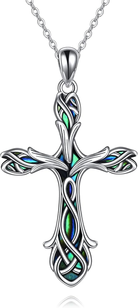 Religious Cross Pendant Necklace Sterling Silver Origami Cross Pendant Gifts for Women Men Jewelry