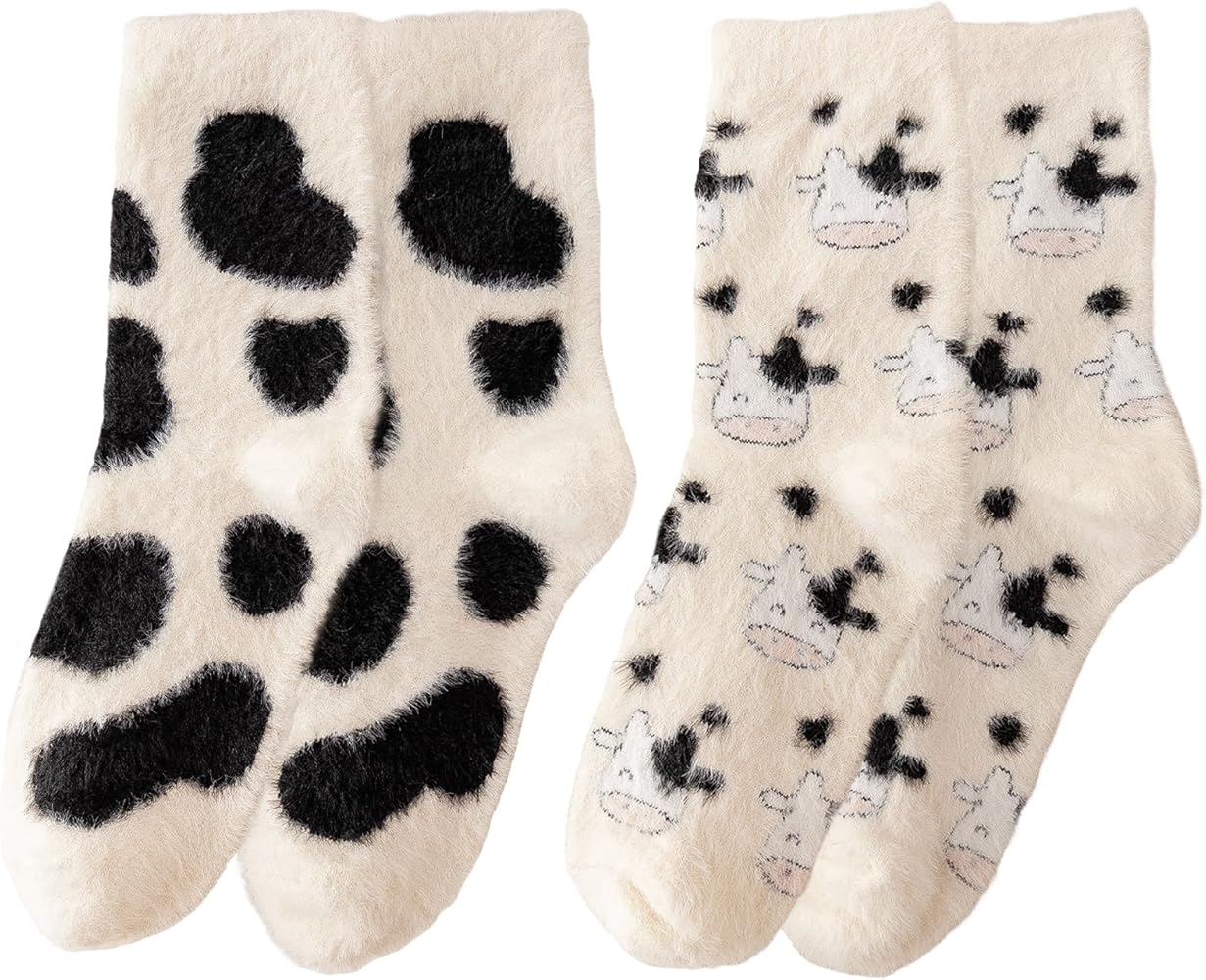 Cow Socks, Cute Cow Print Socks, Novelty Socks, Fun Animal Socks for Women, Girls, Casual Socks Gifts, Size 5 to 9