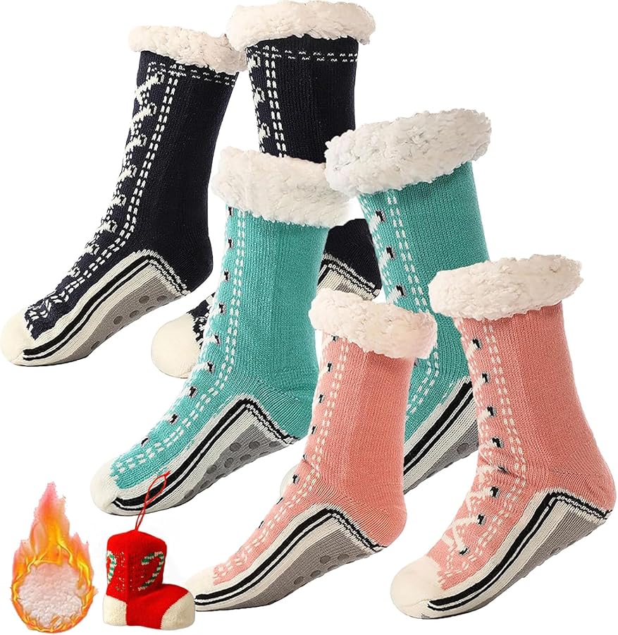 GDSAFS Coincidenct Ultra-thick Cashmere Slipper Home Socks, Cashmere Slipper Socks for Women, Shimmery Christmas