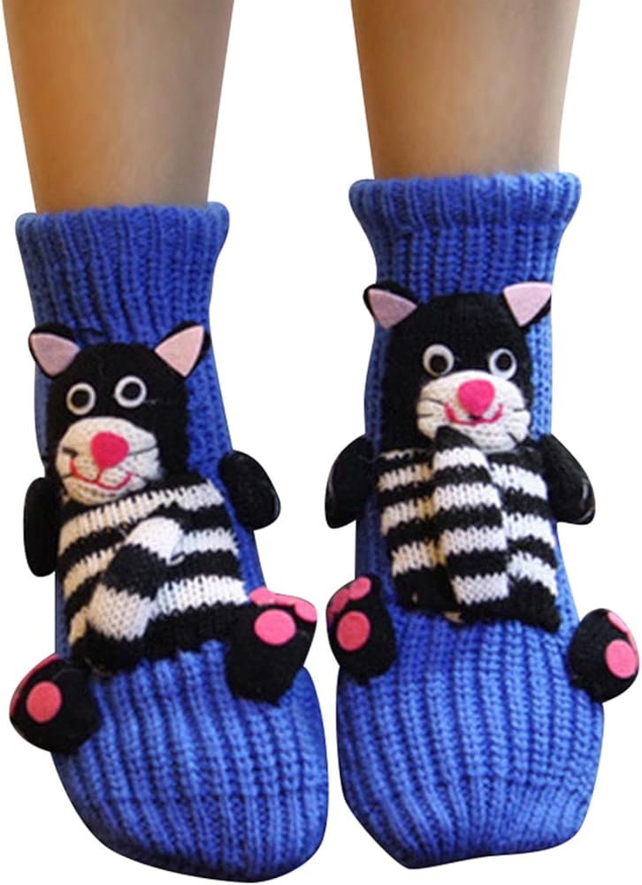 Slippers Socks for Women Non-slip Household Floor Socks Cartoon Funny House Socks Thick Cable Knitted Floor Socks