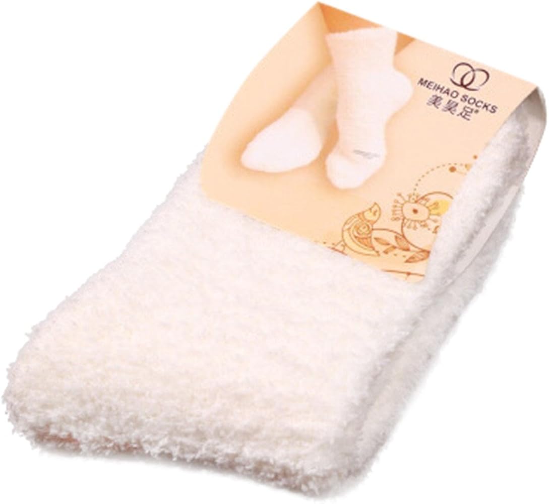 Women's Solid Color Slipper Socks Cozy Soft Fluffy Winter Warm Socks Comfort Fuzzy Home Sleeping Socks