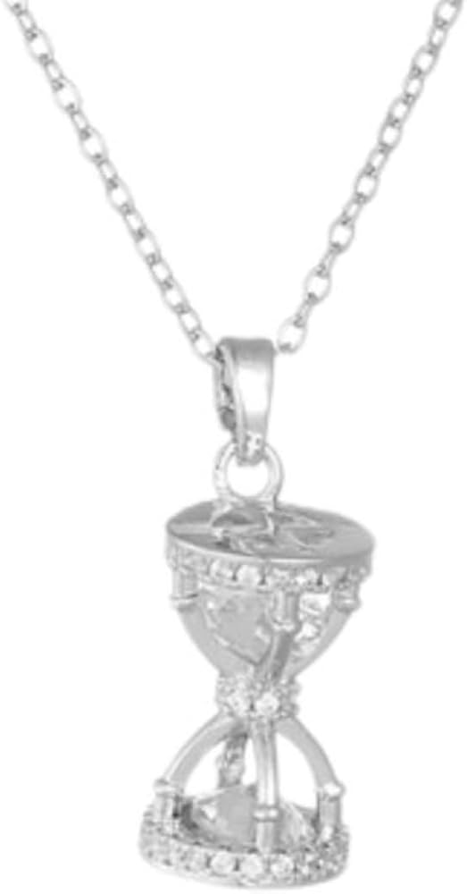 Dainty Hourglass Zircon Necklace for Women Timeless Hourglass Crystal Pendant Necklace Statement Jewelry