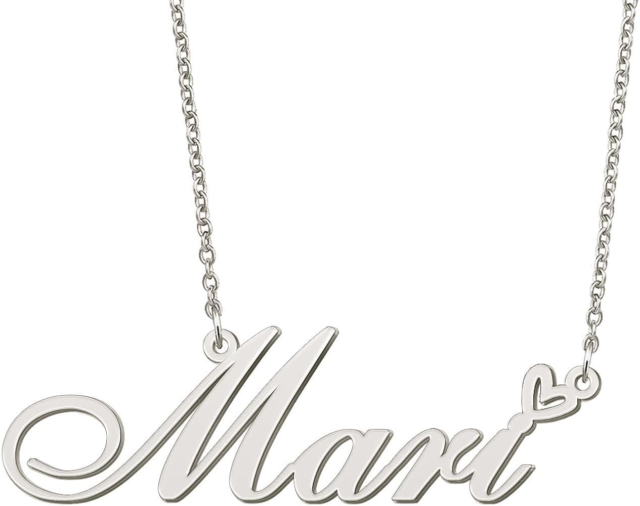 Custom Personalized Heart Name Necklace Stainless Steel Jewelry Gold Silver Color for Women 16"+2"