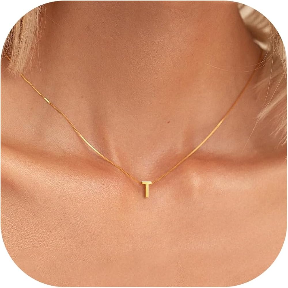 Initial Necklaces for Women - Dainty 18K Gold Plated Initial Necklace Tiny A-Z Pendant Name Necklace Trendy Initial Letter Necklace Gold Jewelry Necklace for Women Gifts