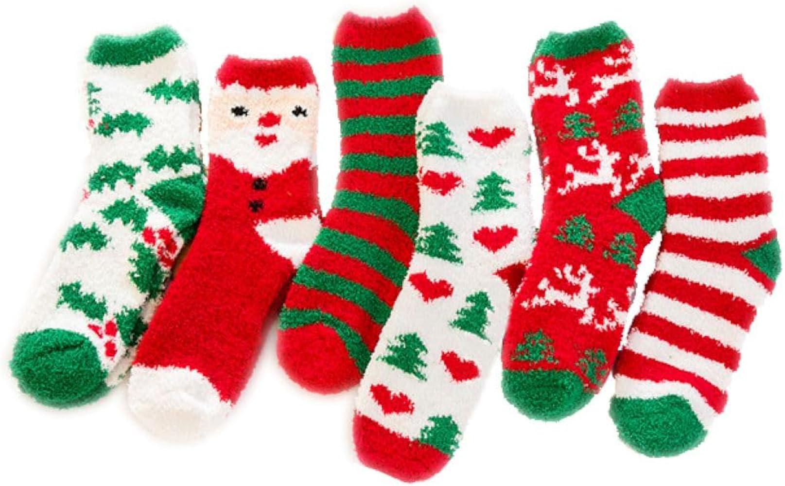 Christmas Socks for Women Fuzzy Christmas Socks Fuzzy Socks for Women Cozy Holiday Gifts Bulk 6 Pairs