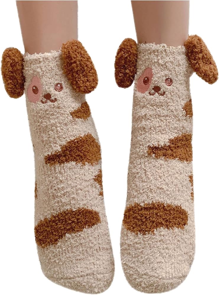 Mens Fuzzy Slipper Socks Fluffy Cozy Funny Novelty Crew Socks for Women Men Sleep Christmas Home Socks
