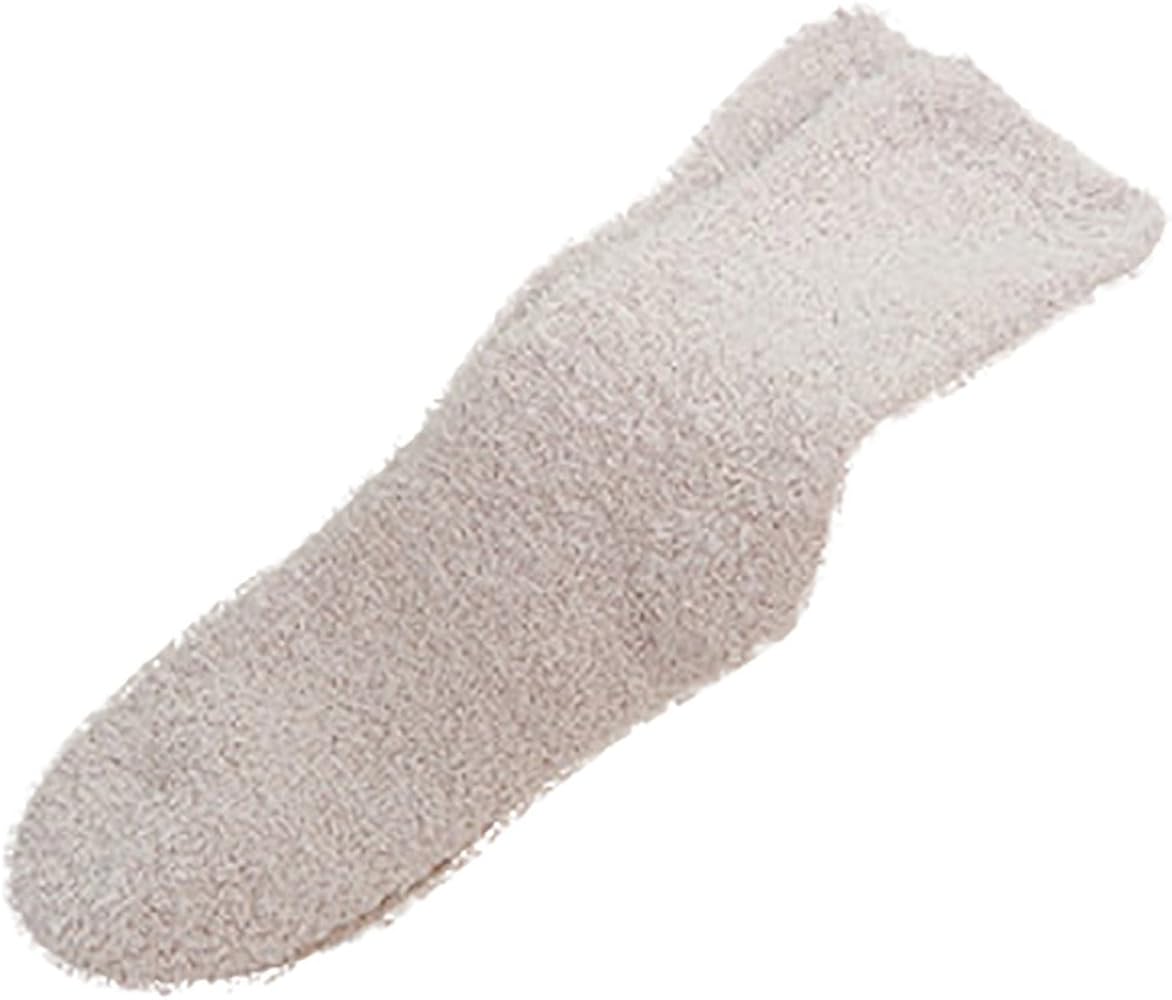 YOLAI Women Coral Fleece Socks Soft Cozy Fuzzy Sleeping Socks Solid Color Casual Floor Socks