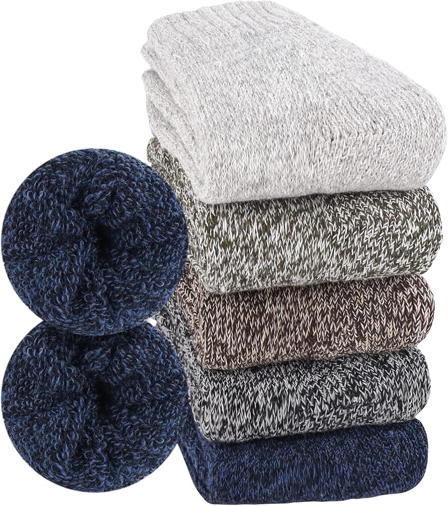 Moyel Wool Socks for Women, 5 Pairs of Warm Winter Cozy Thermal Thick Socks Gifts for Women