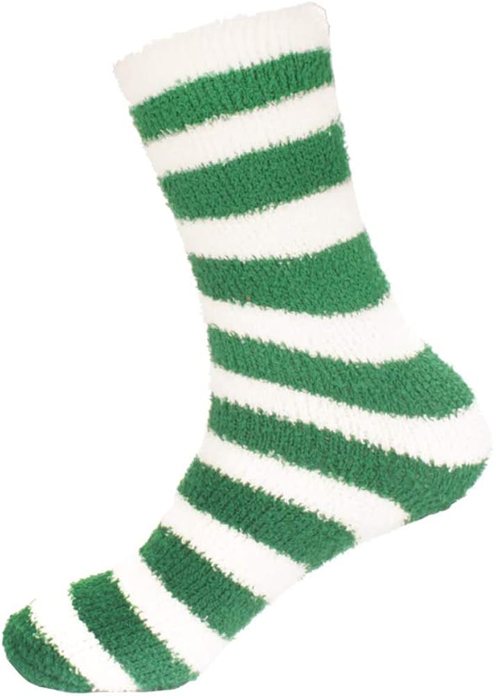 BambooMN Super Soft Fuzzy Team Spirit Socks - Striped - 4 Pairs