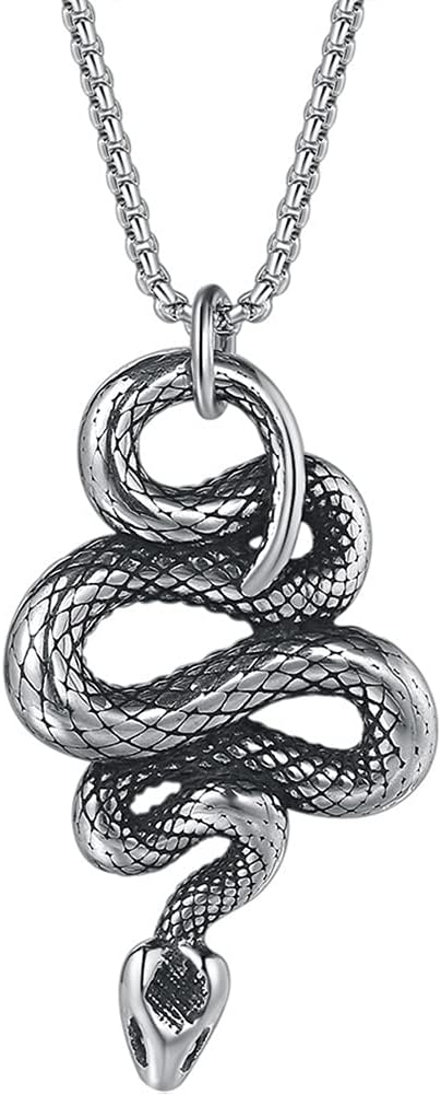 Jude Jewelers Retro Vintage Stainless Steel Snake Style Statement Cocktail Party Pendant Necklace