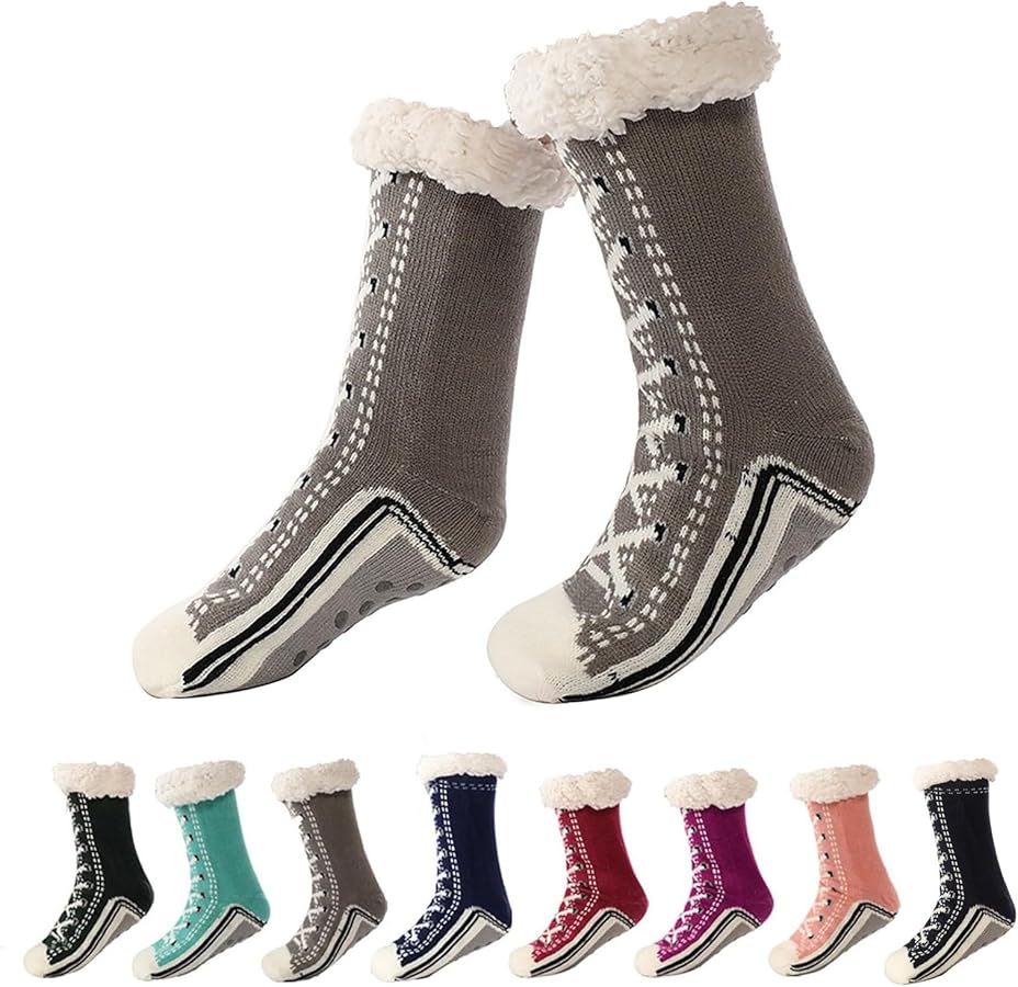 Cashmere Slipper Socks Fuzzy Socks for Women with Grips Plush Fuzzy Socks Sleep Cozy socks Sleep Socks Winter Soft Fluffy Socks
