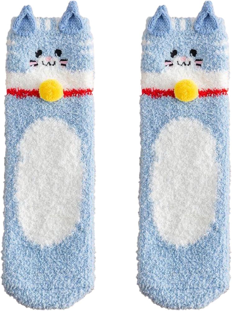 Womens Fuzzy Slipper Socks Super Soft Microfiber Fluffy Cozy Winter Warm Stocking Comfy Sleep Fleece Socks Men