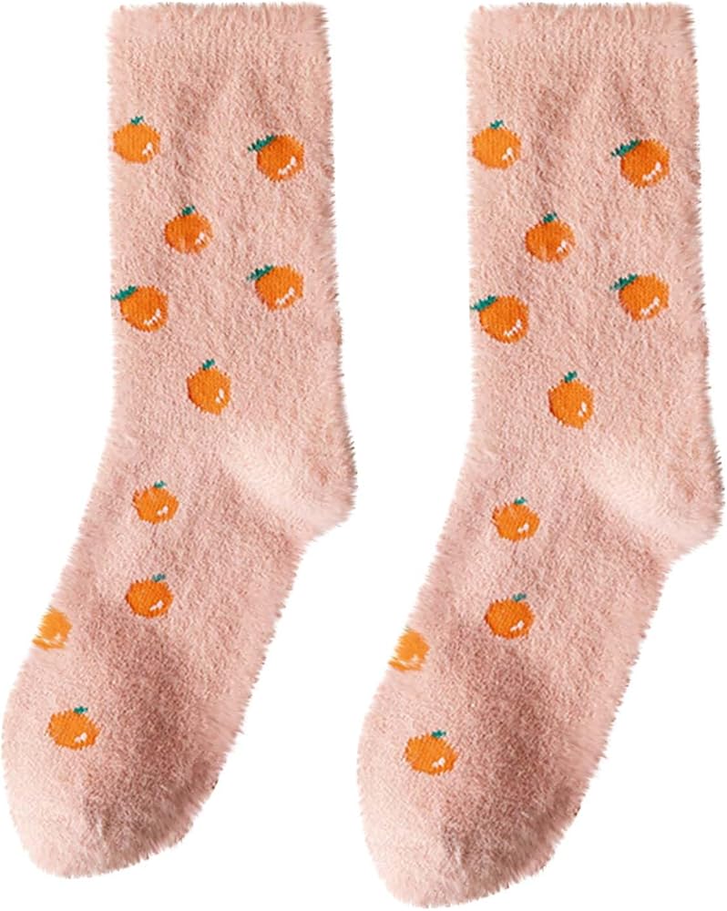 Women's Fall Winter Fuzzy Fluffy Socks Personalised Cute Printed Home Sleep Socks Warm Comfy Soft Skin Sock