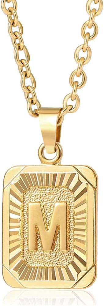Glimmerst Initial Pendant Necklace 18K Gold Plated Stainless Steel Letter Necklace Personalizd Name Necklace for Women