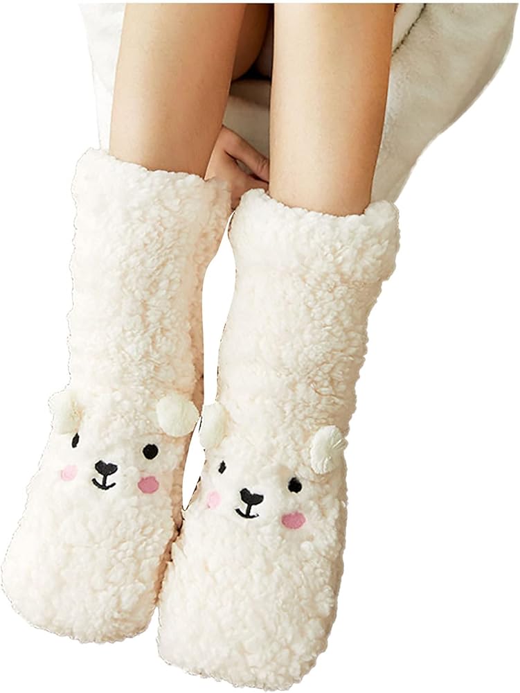 Fashion Women's Cute Cartoon Fleece Socks Winter Thicken Warm Sleeping Socks Floor Socks