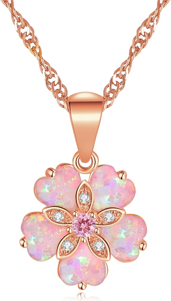CiNily Opal Pendant Necklace Gold Plated Opal Jewelry Gifts for Women Girls Gemstone Necklaces