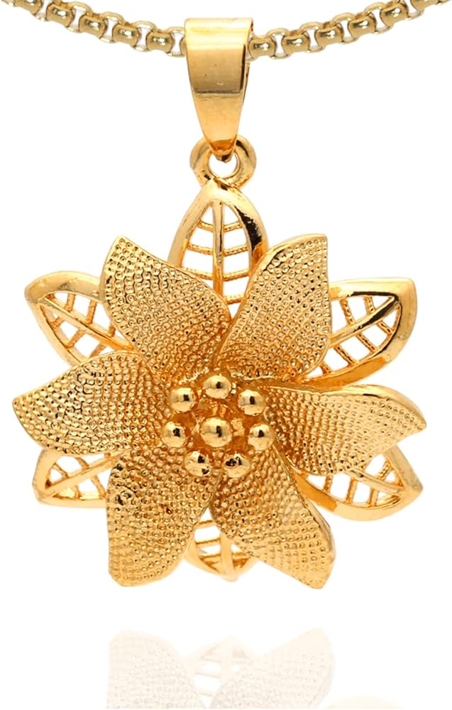 Fashion 18K Gold Plated Flower Pendant Necklace