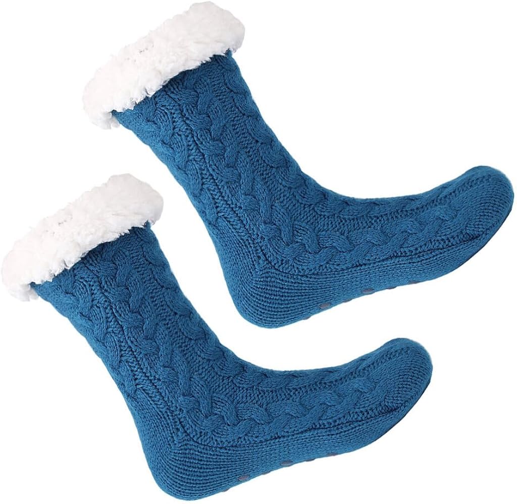 PartyKindom 1 Pair Floor Socks Winter Socks Floor Stockings Padded Socks Puffy Slippers Sleeping Socks Thermal Lined Sherpa Socks Stocking for Winter Warm Keeping Socks Non-slip Thermal Socks