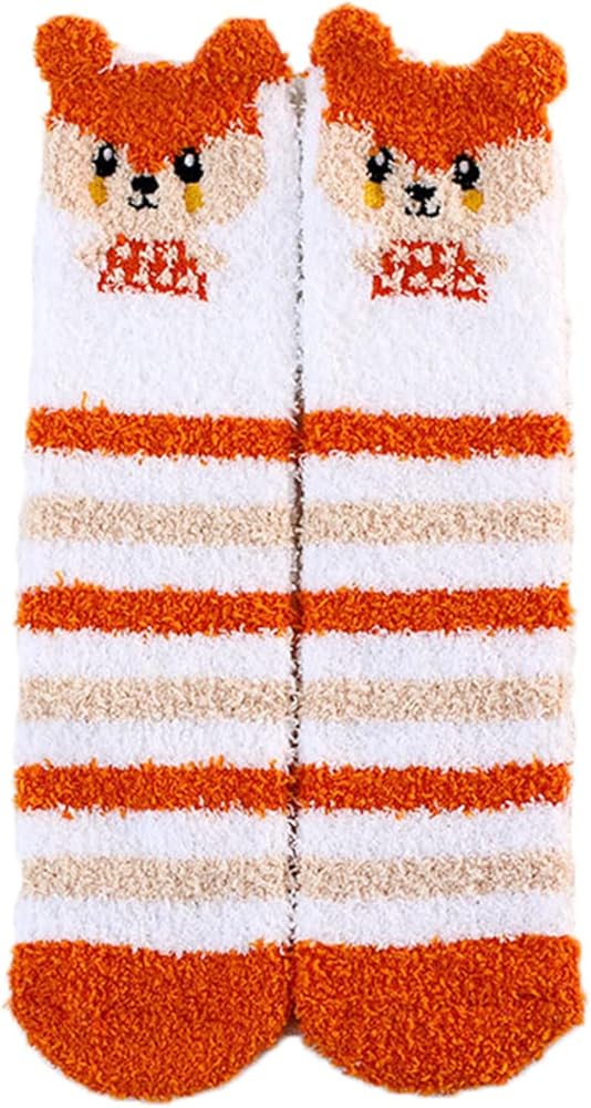 Women Fuzzy Fluffy Cozy Slipper Socks Cabin Plush Warm Fluffy Socks Pompom Warm Winter Plush Home Sleeping Socks