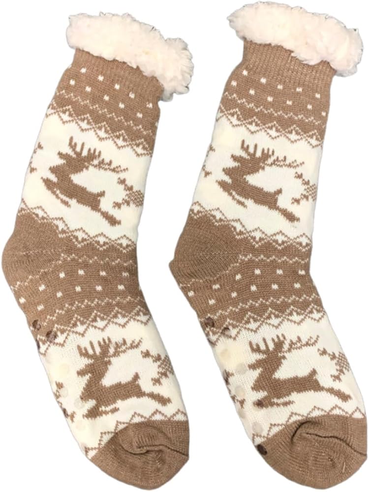 Womens Christmas Fuzzy Socks Slipper Fluffy Cozy Comfy Plush Warm Winter Casual Sleep Home Soft Socks