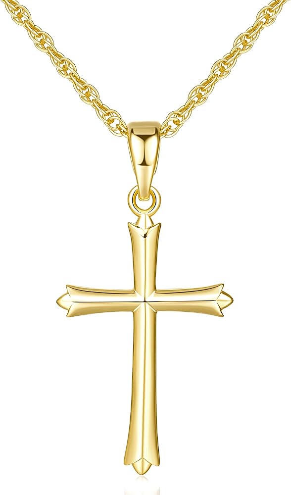 Gold Cross Necklaces for Women Cross Chain Necklace for Women 14K Gold Cross Pendant Necklace Cross Jewelry Communion Baptism Confirmation Gifts for Women