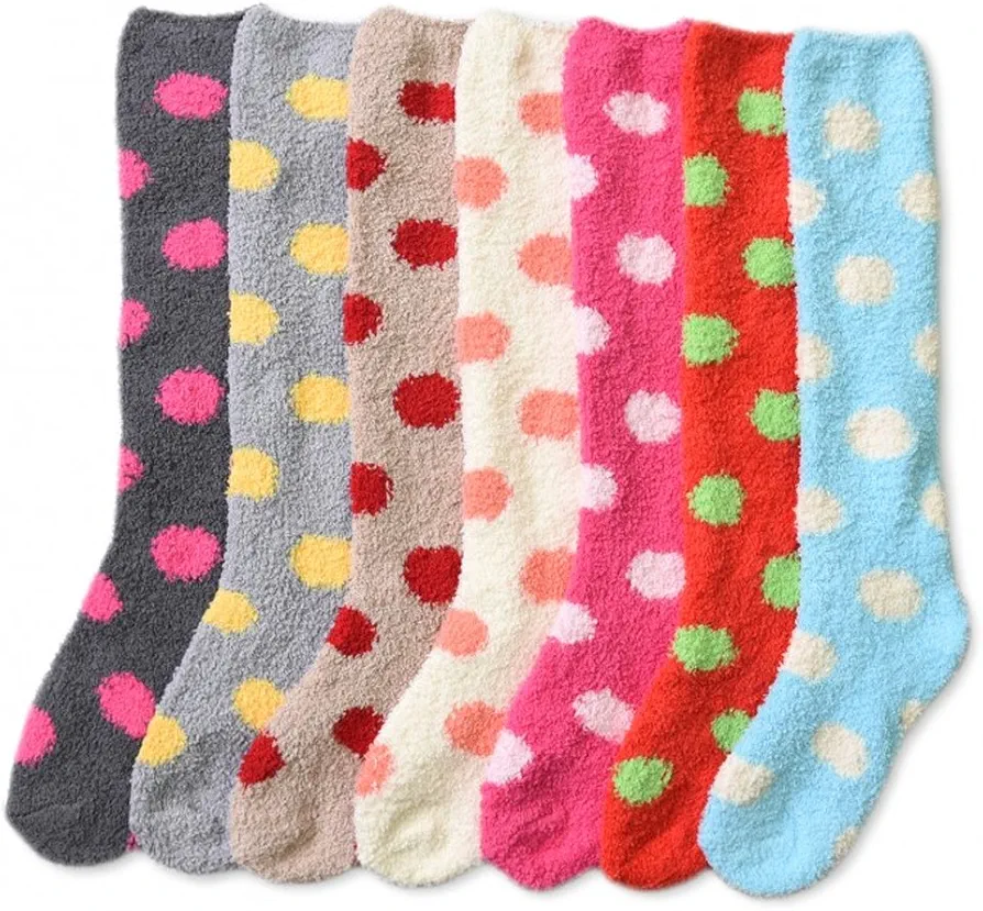 6 Pair Womens Fuzzy Slipper Socks Soft Microfiber Fluffy Cozy Winter Warm 9-11 6 Pairs Women Girl Winter Socks Cozy Fuzzy Slipper Long Knee High Super Soft Long Size 9-11 Fits Size 5-10 US Sale