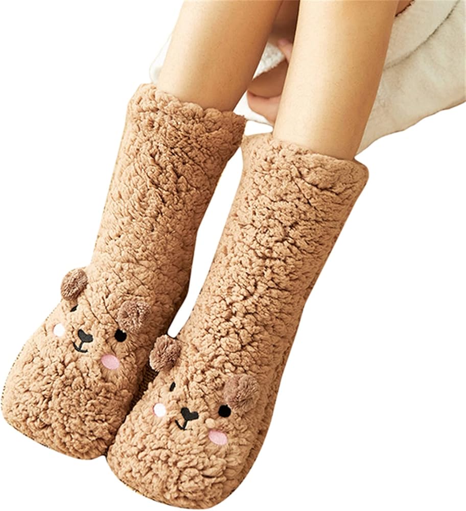 Cute Soft Plush Socks Home Floor Socks Winter Christmas Sleep Warm Socks For Women