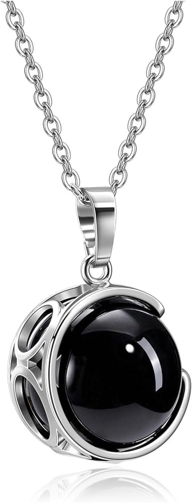 Top Plaza Amethyst Healing Crystal Stone Necklace Round Ball Rotating Natural Gemstone Pendant Necklace for Women Purple Energy Jewelry Christmas Gifts