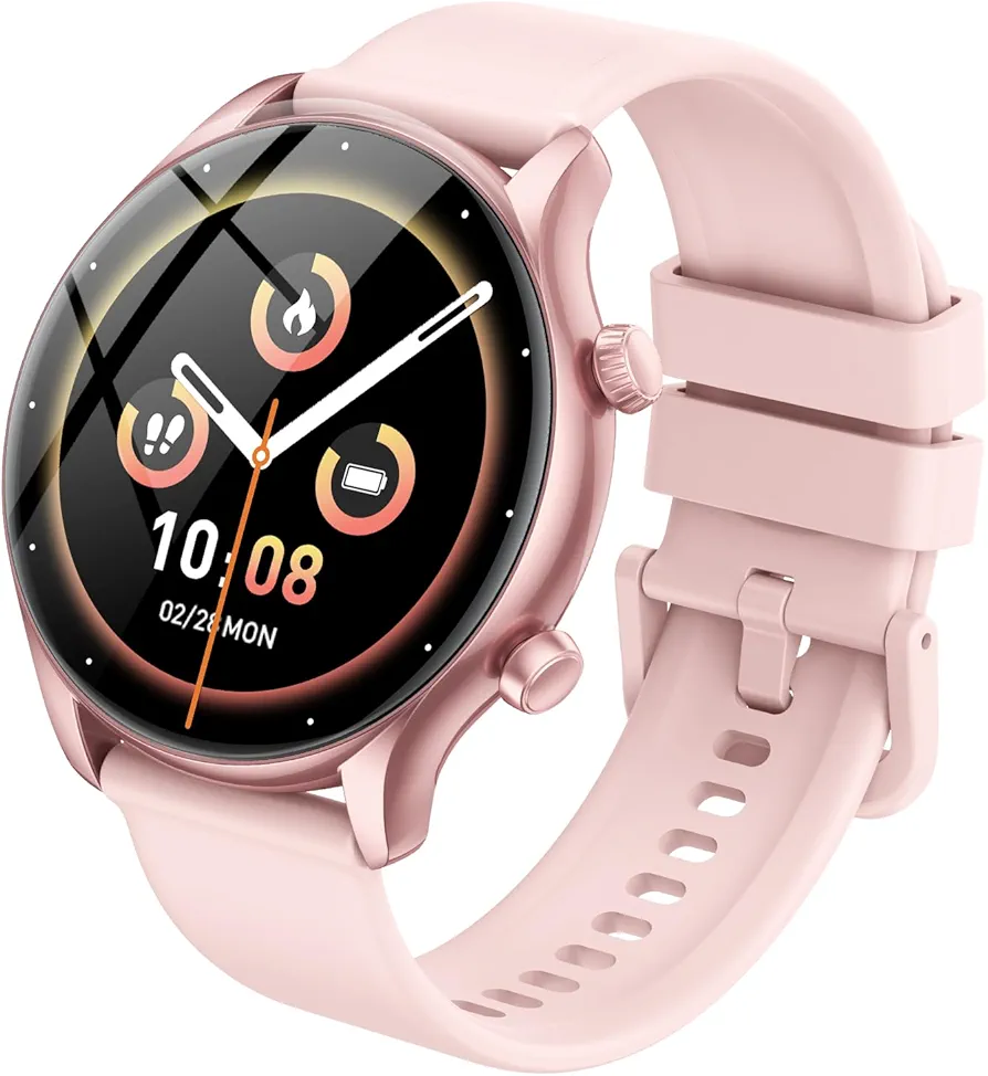 Smart Watch, 1.39" Smartwatch for Men Women (Answer/Make Call), Fitness Activity Tracker with Heart Rate & Sp02 Monitor, 100+ Sport Modes, IP68 Waterproof Fitness Watch for Android iOS (Pink)
