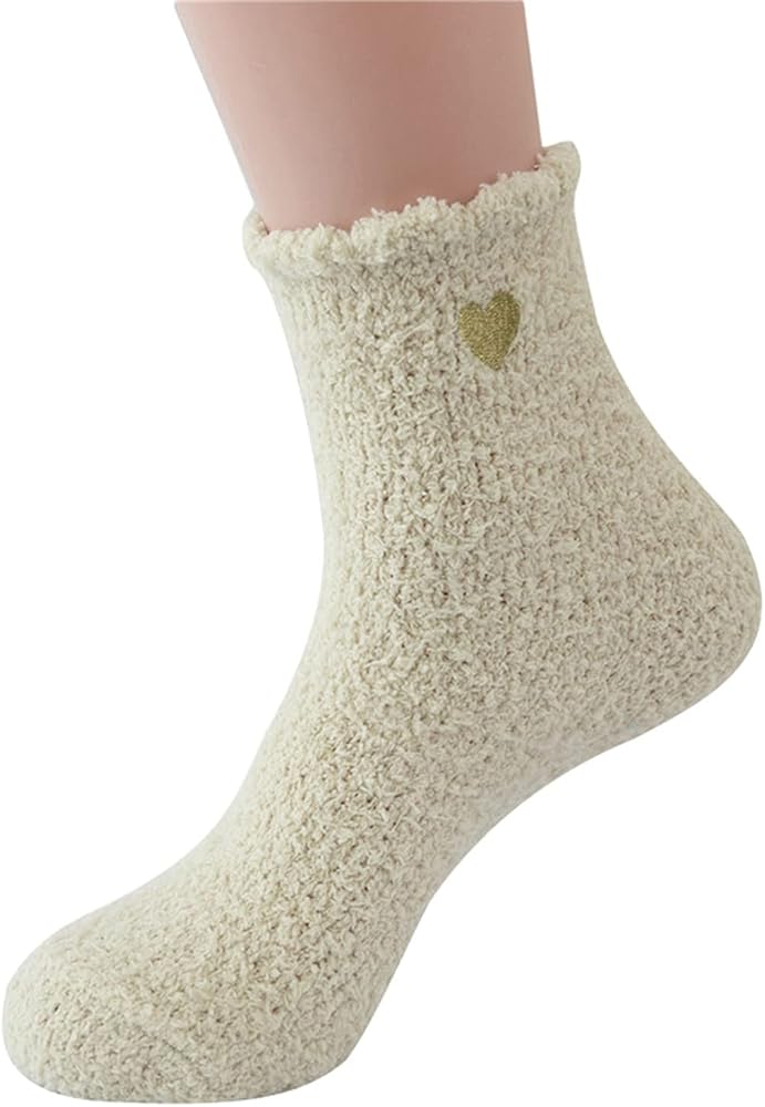 Autumn Winter Cute Vintage Fuzzy Socks Women Super Soft Microfiber Fluffy Cozy Winter Warm Home Sleeping Socks