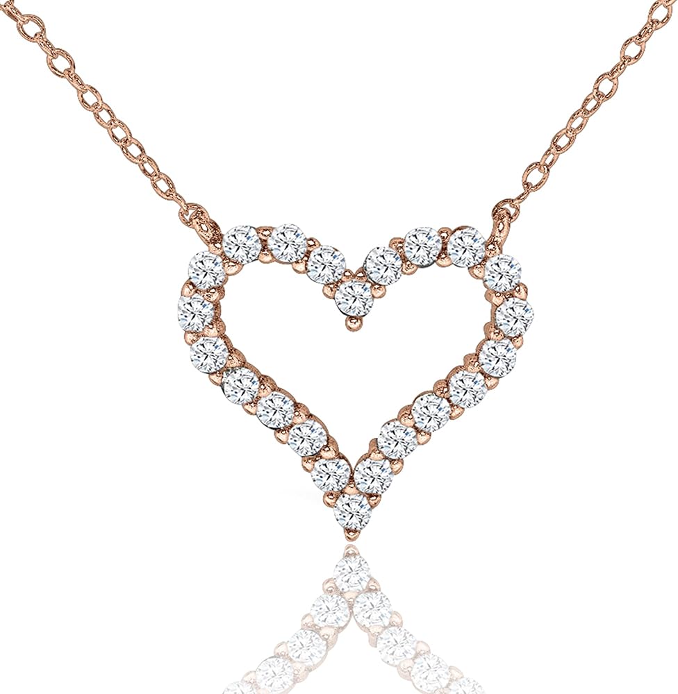 18k Gold Plated Heart Necklaces For Women Filled With CZ Stones | Women's Jewelry Love Pendant Necklace