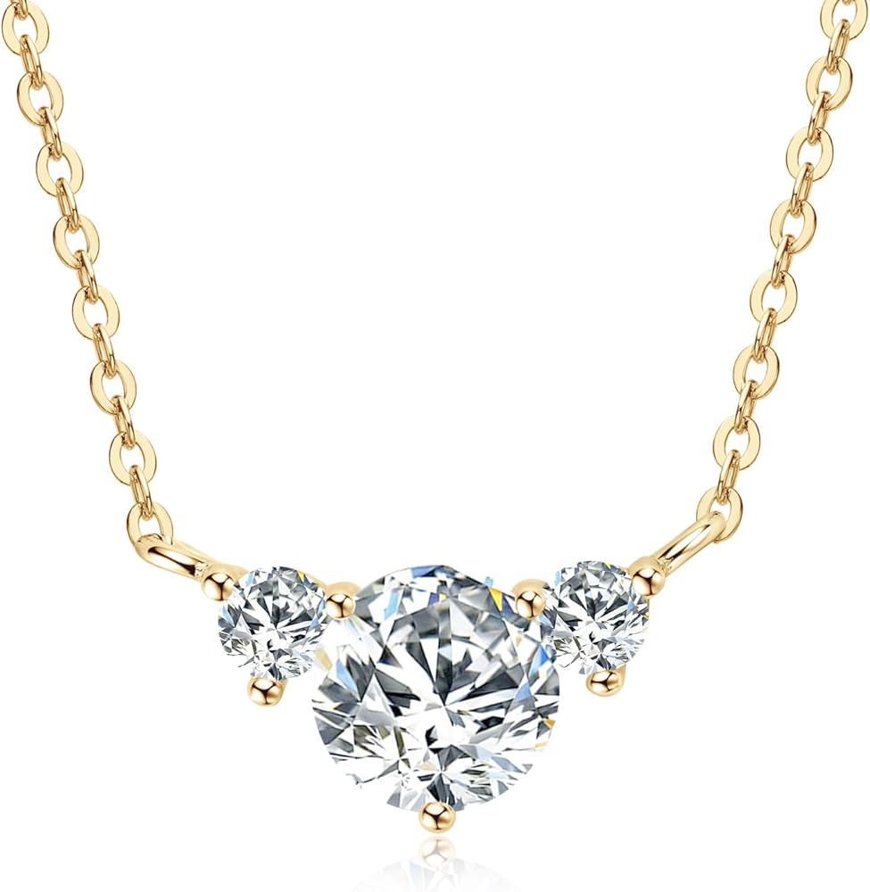 Moissanite Necklace for Women, 1.2 CT Lab Created Round Moissanite Pendant 925 Sterling Silver Necklaces Gift for Mother Mom Wife Girlfriend Moissanite Jewelry with GRA Certificate of Authenticity