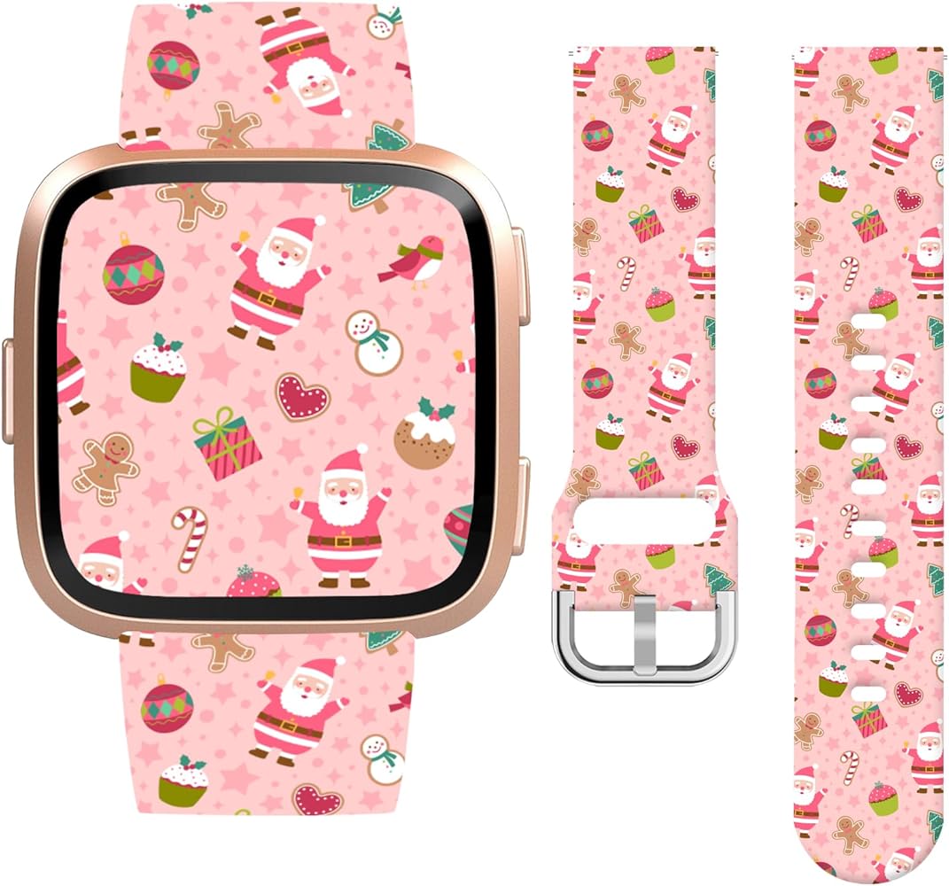 Watbro Christmas Watch Band Compatible with Fitbit Versa/Fitbit Versa 2/Fitbit Versa Lite/Versa SE Bands Women,Silicone Replacement Band for Versa/Versa 2/Versa Lite/Versa SE Smart Watch