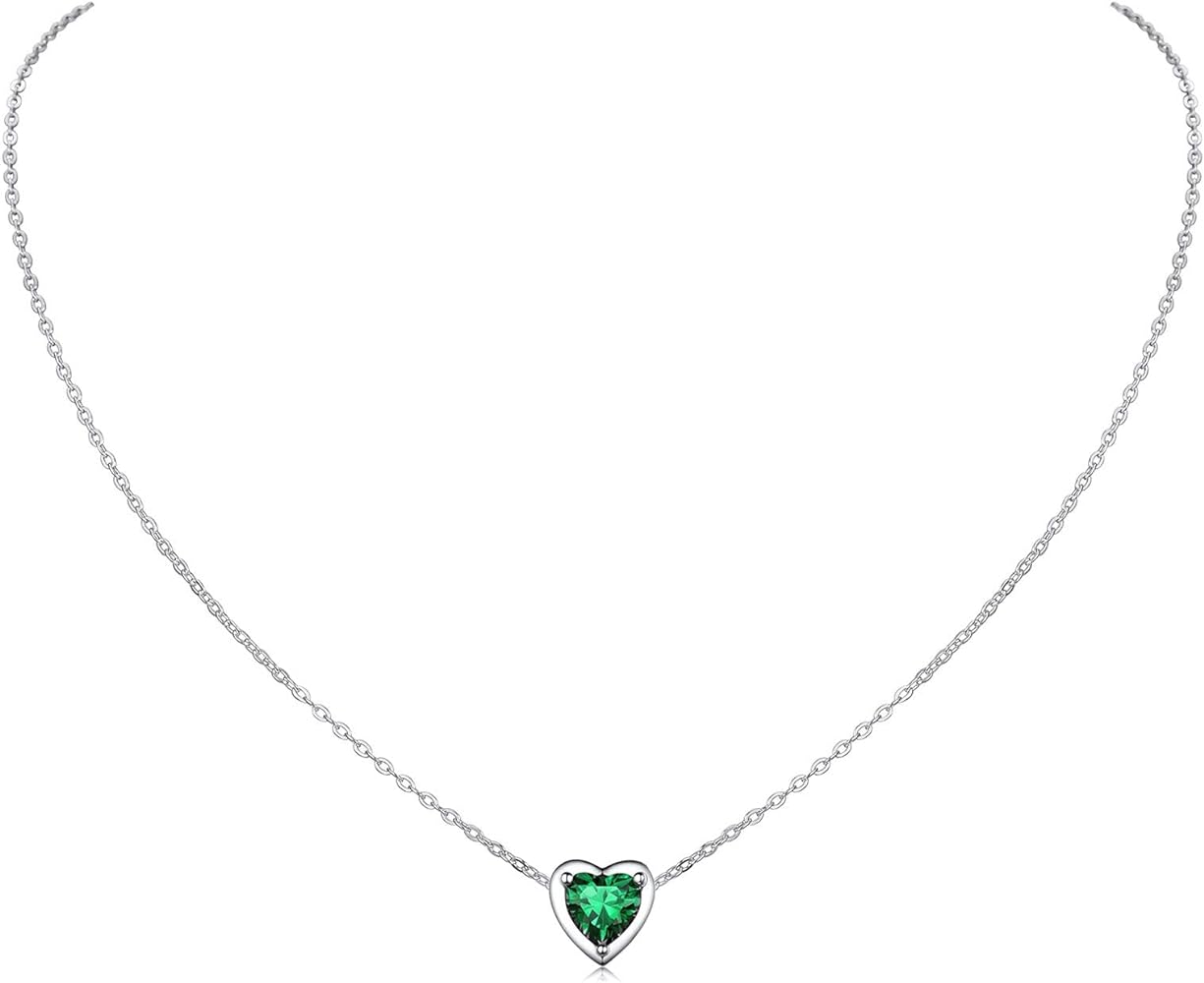 ChicSilver 925 Sterling Silver 12 Months Sparkling Round Cut Created Birthstone Pendant Necklace, 16 Inch Rolo Chain (with Gift Box)