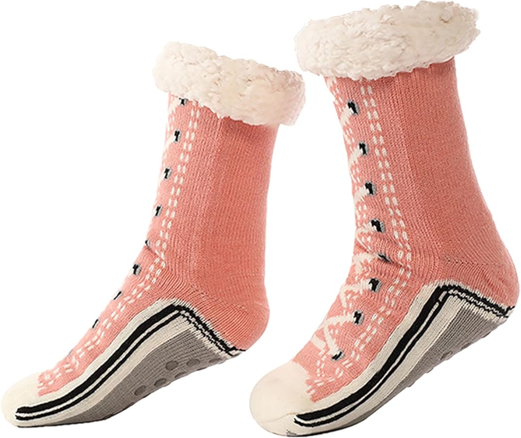 Ultra-Thick Cashmere Slipper Home Socks Cashmere Slipper Socks with Non Slipper Shimmery Christmas Unisex