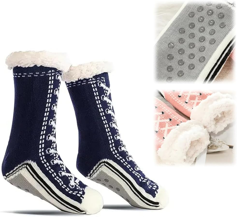 Ultra-Thick Cashmere Slipper Home Socks Super Soft Warm Cozy Cashmere Slipper Non Slip Home Socks for Women