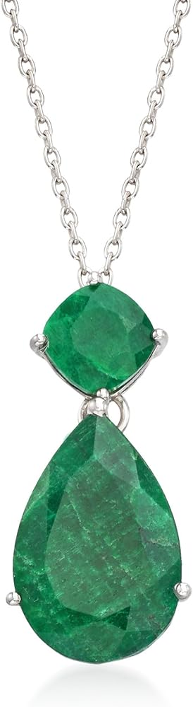 Ross-Simons 11.90 ct. t.w. Emerald Pendant Necklace in Sterling Silver