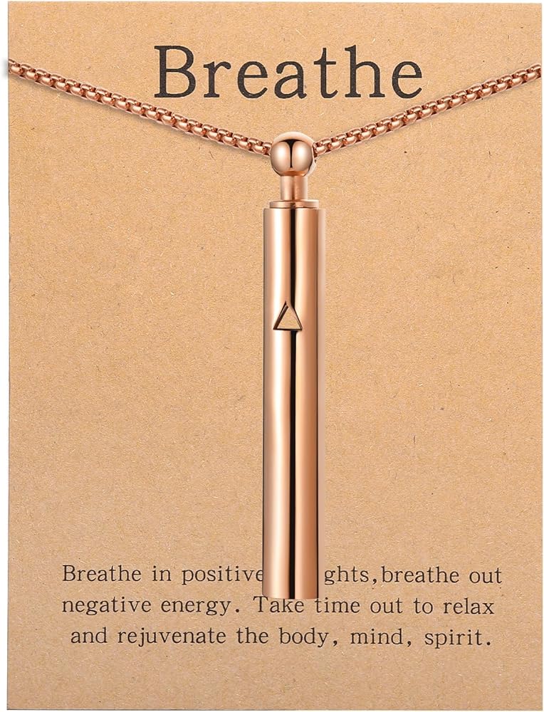 Anxiety Breathe Easy Necklace Mindfulness Breathing Necklace Breathlace Stainless Steel Pendant for Natural Calm & Stress Relief
