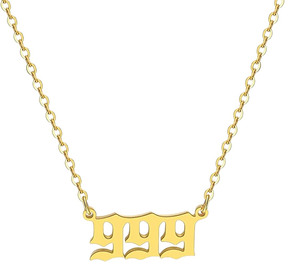 Angel Number Necklace, 444 Necklace Gold Plated, 222 Necklace Gold, 333 Necklace Gold, 111 Necklace, 999 Necklace, 777 Number Necklace - Numerology Jewelry for Women