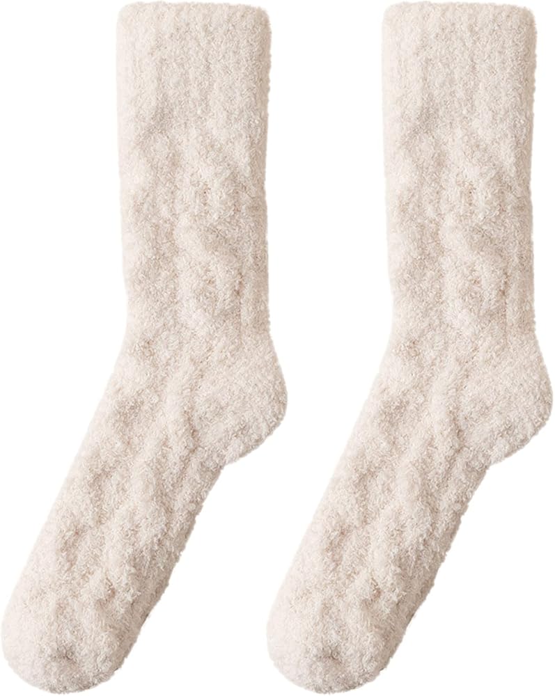 Socks For Women Teen Girls Slipper Vintage Solid Color Thick Fashion Winter Colorful Fleece Sleeping Coral Fleece Stockings