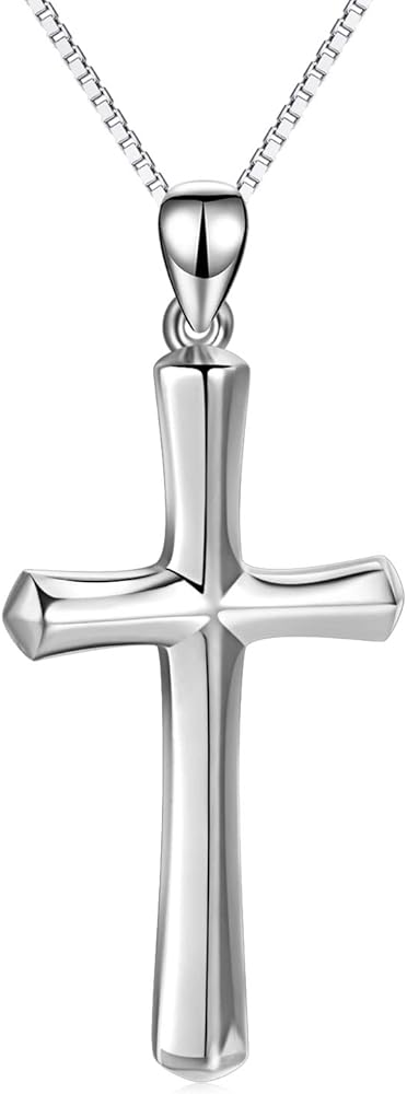 LUHE Cross Necklace Sterling Silver Religious Cross Pendant Necklace Birthday Christmas Jewelry Gifts for Women Girls Unisex