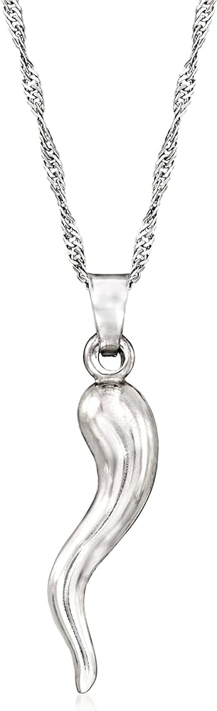 Ross-Simons Sterling Silver Italian Horn Pendant Necklace