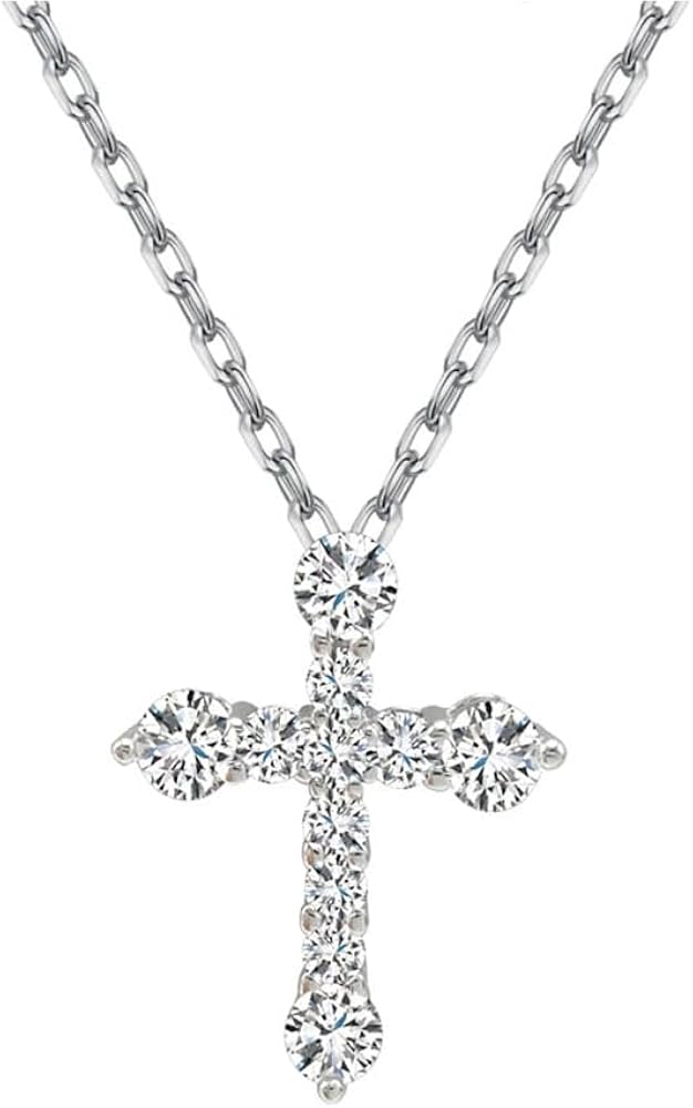 JiuZhou-cross necklace for women,Wedding Anniversary, Birthday Gift for Wife, S925 Sterling Silver Jewelry With Birthstone Pendant, Ideal Chrismas Gifts for Her, Girlfriends, Mom
