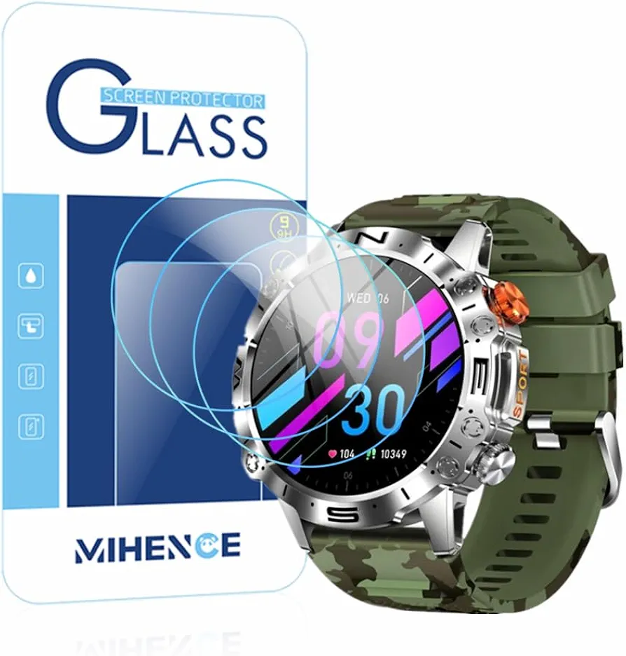 Screen Protector Compatible for ST19 1.43'' Smartwatch, 9H Tempered Glass Protective Film Compatible for SIEMORL ST19 / LIGE ST19 / ESFOE ST19 / LIGE K59 1.43 Inches Smart Watch (3PCS)