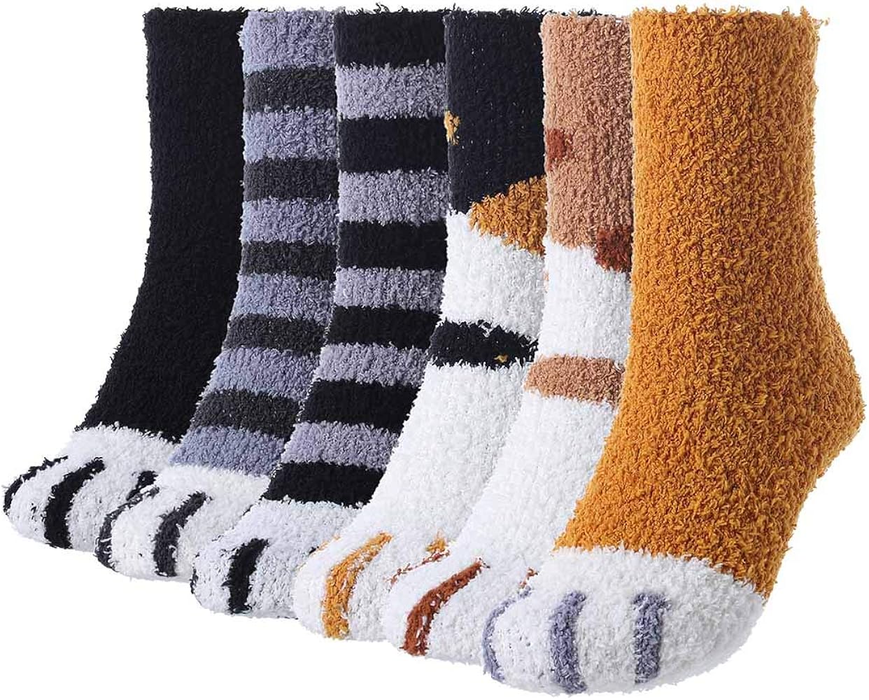 Yokawe 5-7 Pairs Womens Fuzzy Socks Winter Warm Slipper Socks Soft Sleeping Socks Cozy Fluffy Socks
