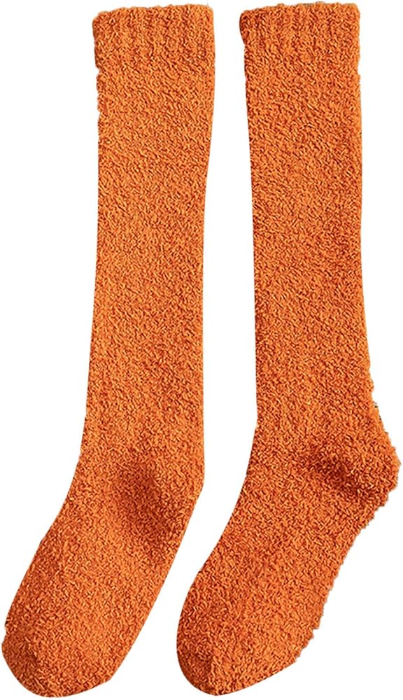 Fuzzy Long Socks for Women Plush Soft Socks Cozy Thick Warm Knee High Socks Furry Microfiber Slipper Socks