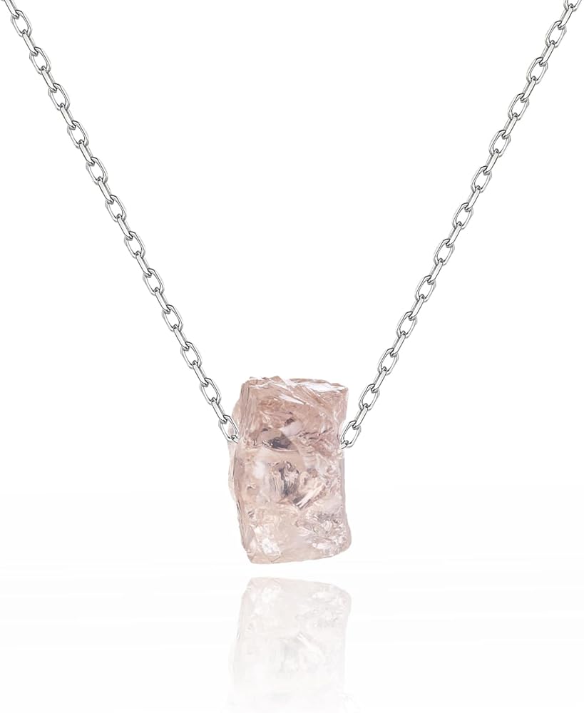 Waitsoul Women's Natural Crystal Necklace - Solid 925 Sterling Silver Necklace Spiritual Energy Healing Raw Stone Necklace, 16+2in Adjustable Lobster Clasp