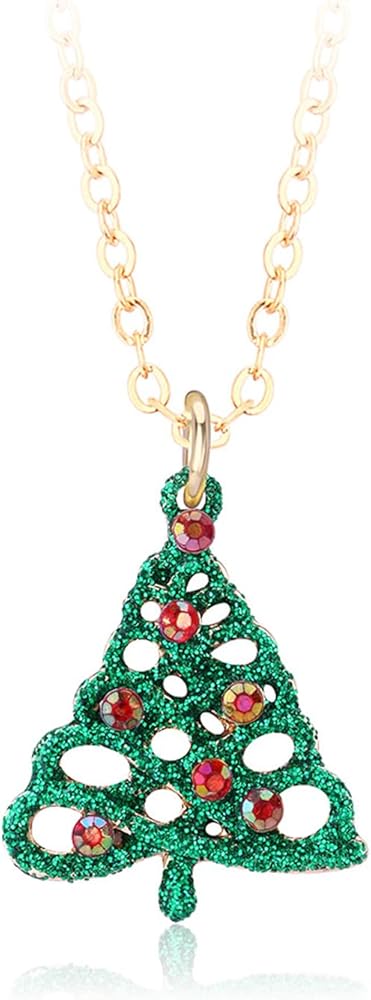 Christmas Tree Necklace for Women Christmas Necklace for Women Rhinestone Christmas Tree Pendant Necklace Christmas Pendant Necklace Xmas Necklace Holiday Necklace Christmas Jewelry Gifts for Women